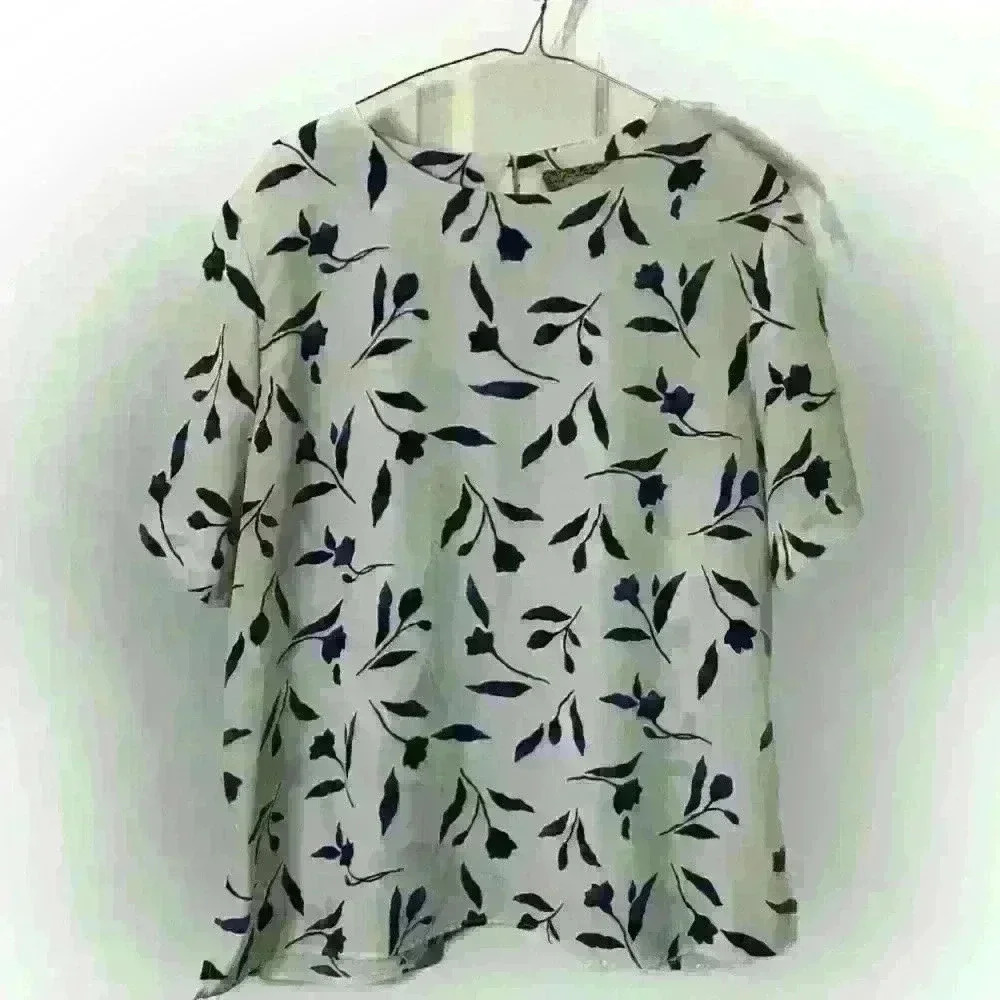 Blue Petal Short Sleeve Blouse